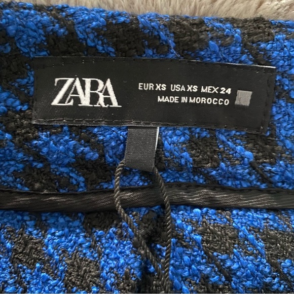 Zara Blue Houndstooth Box Pleat Skort Skirt Nwt Size XS - Picture 12 of 16